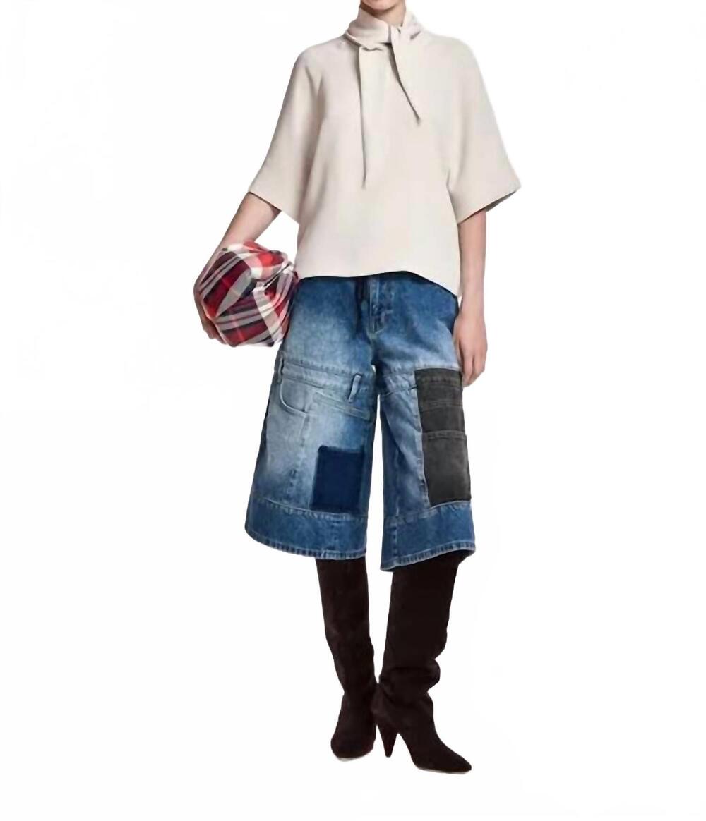 NEW ESSENTIEL ANTWERP kassie neck tie blouse in mushroom mood